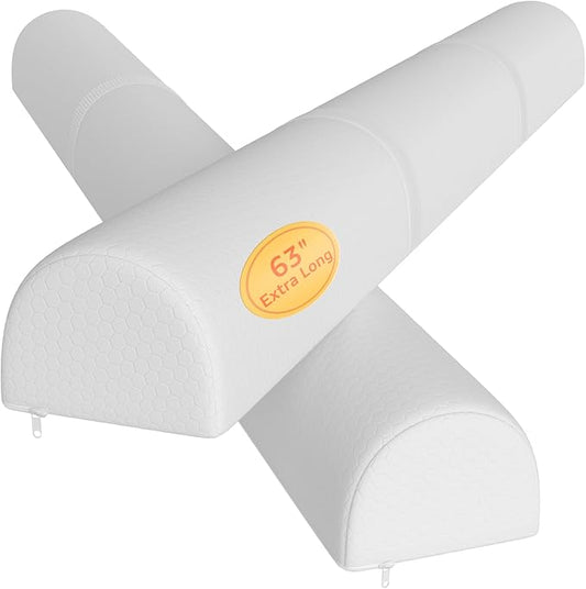 YENING 63" Extra Long Bed Bumpers for Toddlers Baby Foam Bed Guard Rail for Kids Bed Toddler Bed Bumper for Twin Full Queen King Size Bed, 2-Pack