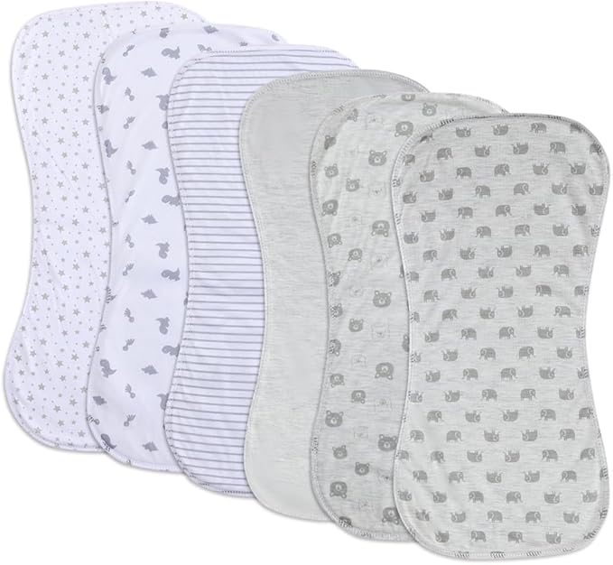 6 Pack Cotton Baby Burp Cloths Extra Absorbent Soft for Baby Boys and Girls