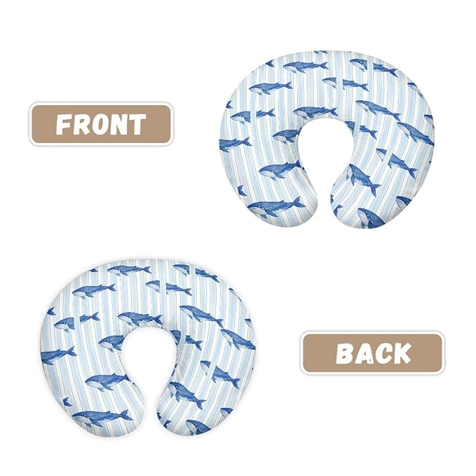 Jeiento Blue Shark Nursing Pillow Covers Soft Stretchy Nursing Covers for Breastfeeding Pillows Reversible Removable Slipcover for Baby Newborn