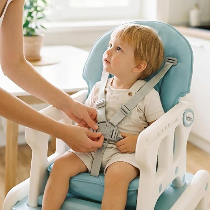 INFANS 5 in 1 Baby High Chair, Convertible Toddler Table Chair Set, Rocking Chair, Multi-Function Seat with Lockable Universal Wheels, Adjustable Seat Back, Removable Trays