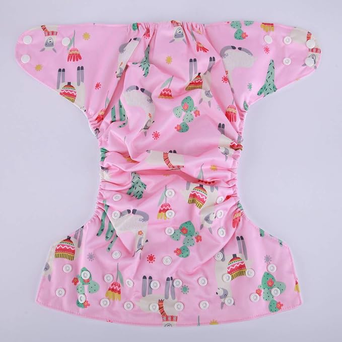 2 to 7 Years Old Junior Big Cloth Diaper Pocket Reusable Washable Baby Toddler (Pink Alpaca)