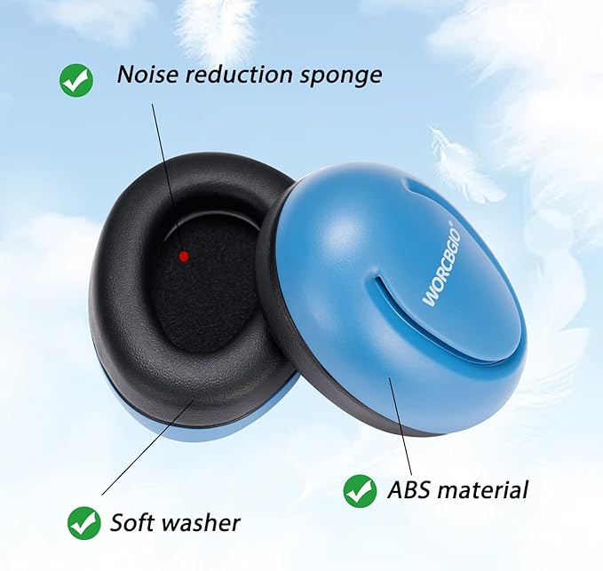 Infant Ear Protection Noise Cancelling Baby Ear Muffs, Toddler Hearing Protection with Adjustable Elastic Headband (Dinosaur,Blue