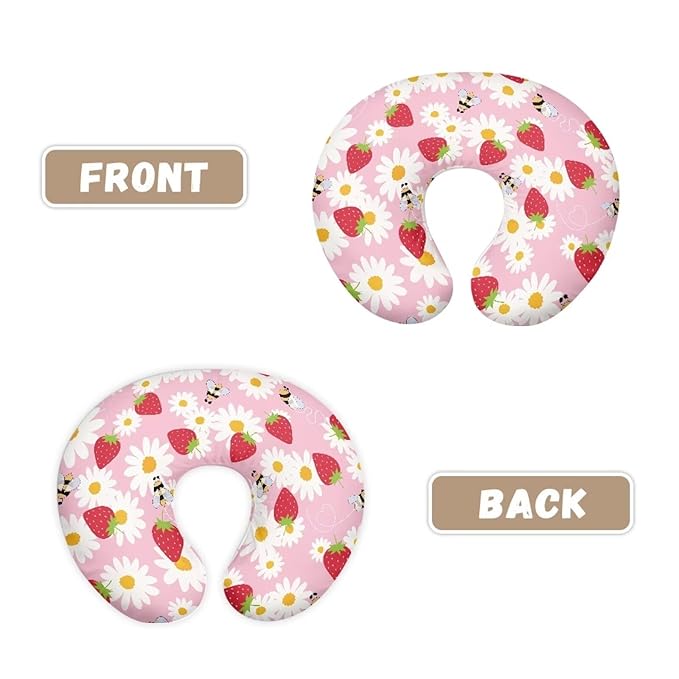 Daisy Bee and Strawberry Breastfeeding Pillow Cover Newborn U-Shaped Breastfeeding Pillowcase Cushion Cover Easy to Use and Dustptoof