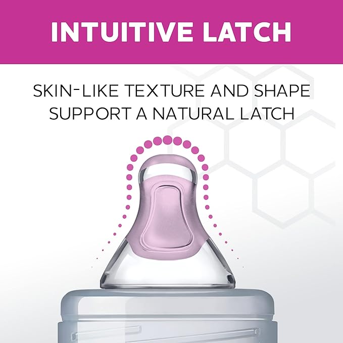 Chicco Duo Glass-Lined Baby Bottle, Intui-Latch Nipple with Anti-Colic Valve, Stage 2 Medium Flow, 3+ Months, 100% Silicone, Skin-Like Texture, Breast-Like Shape & Flow, 1 Count (Pack of 6)