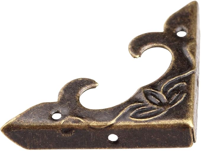 20 PCS Bronze Corner Protectors Vintage Safety Guards Decorative Metal Covers Right Angle Bracket for Jewelry Case Wooden Box Crafting Chest Table Furniture Edge (Side Length:1-1/4")