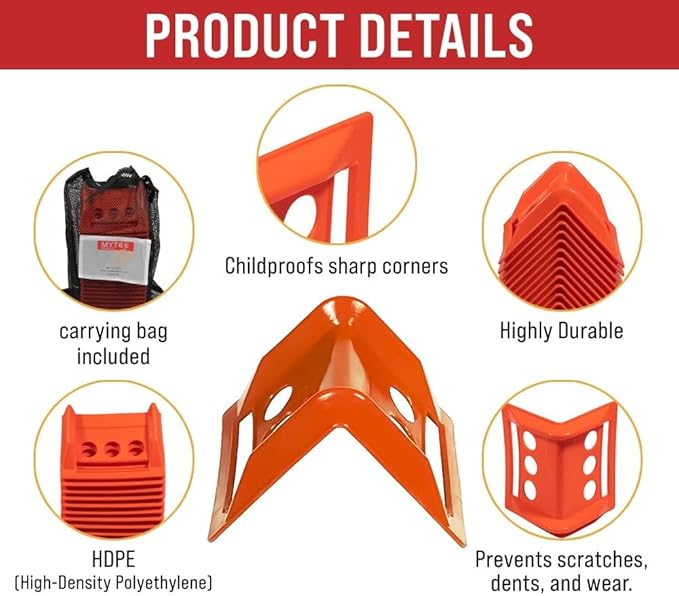 Mytee Products (40 Pieces Orange 4"x6" Flatbed Edge Protectors with Carrying Case - 4" Winch Ratchet Straps Corner Protectors for Flatbed Cargo Load