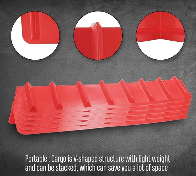 Mytee Products 8"x8"x48" Red Flatbed Corner Protector - V Shaped Edge Guard for Tie-Down Winch & Ratchet Straps - Plastic Corner Protector for Flatbed Trailer Cargo Load