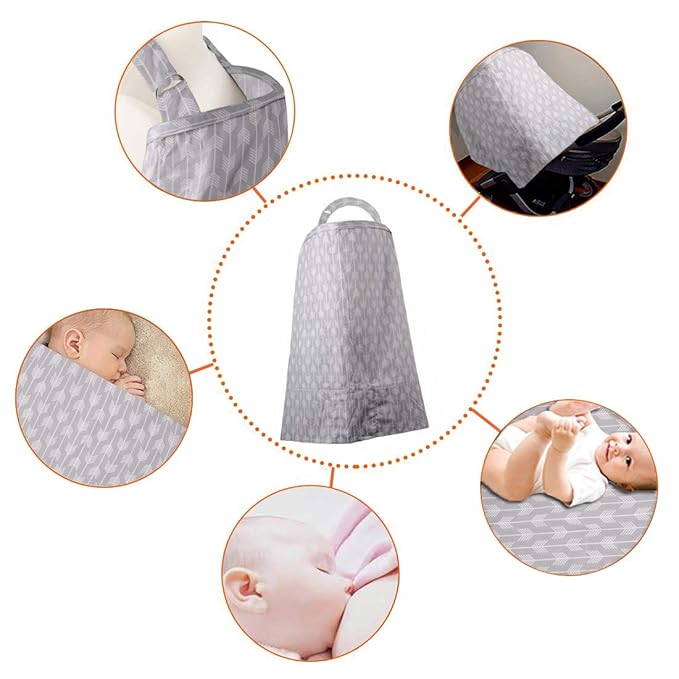 Nursing Covers for Breastfeeding,Lightweight Breathable Cotton Privacy Breast Feeding Cover with Adjustable Strap (Arrow)