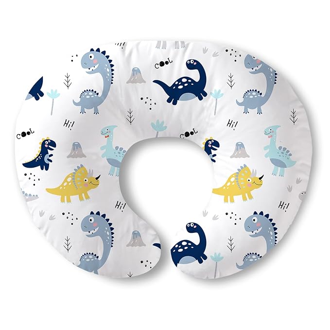 Plushii Nursing Pillow for Breastfeeding, Soft and Supportive Breastfeeding Pillow for Mom and Baby, Cute Feeding Pillow with Removable Cover for 0–12 Months, Dinosaurs World