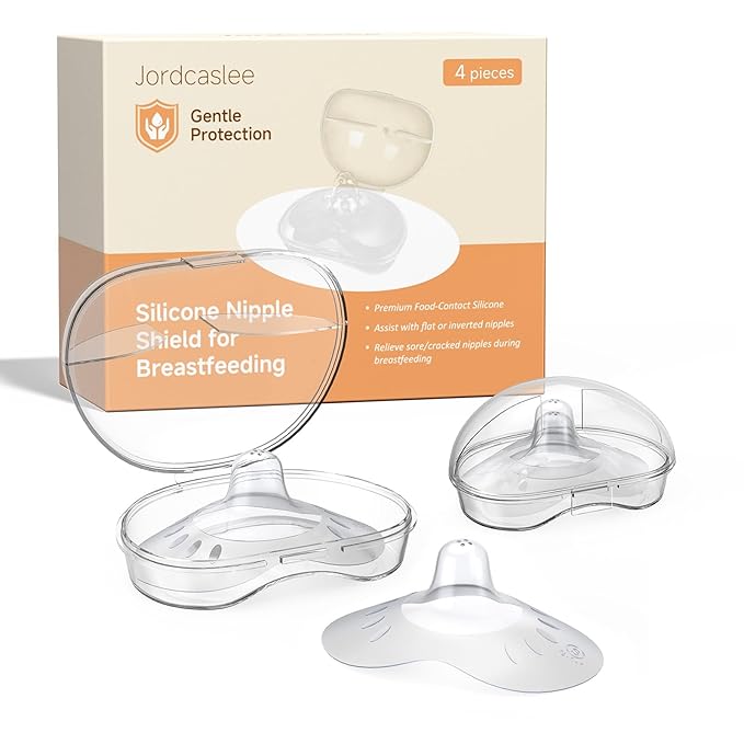 Nipple Shields for Breastfeeding Newborn, Contact Nipple Guards for Breast Feeding with Flat, Inverted Nipples or Difficulty Sucking, Food-Grade Silicone, Ultra-Thin & Super Soft, 2 Pair, 17mm