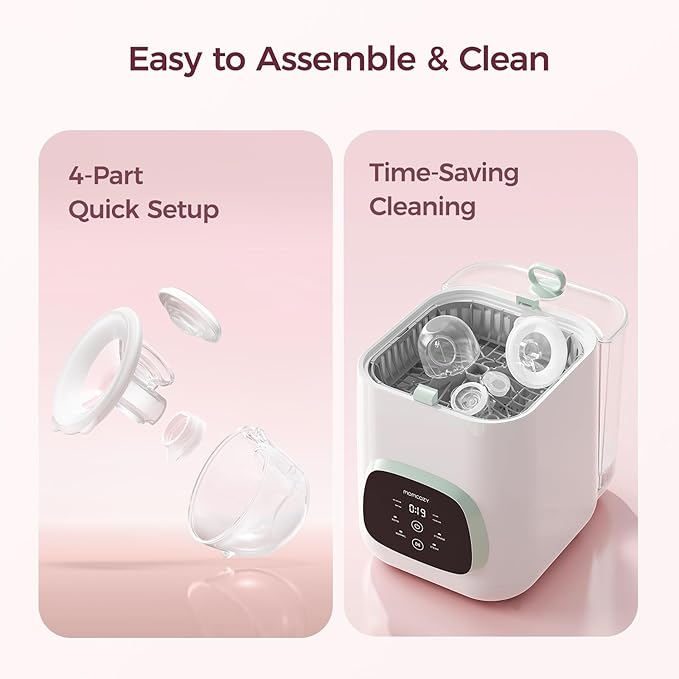 Momcozy Breast Pump S12 Pro Quick, Hands-Free Wearable & Wireless Pump, with DoubleFit Hybrid Flange, 3 Modes & 9 Levels Electric Pump Portable, Smart Display, 24mm Flange, 1 Count, Cozy White