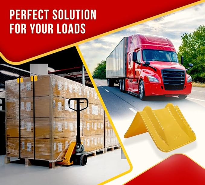 Mytee Products 8"x8"x12" Yellow Flatbed Corner Protector - V Shaped Edge Guard for Tie-Down Winch & Ratchet Straps - Fit 1 Straps Up to 4"- Plastic Corner Protector for Flatbed Trailer Cargo Load