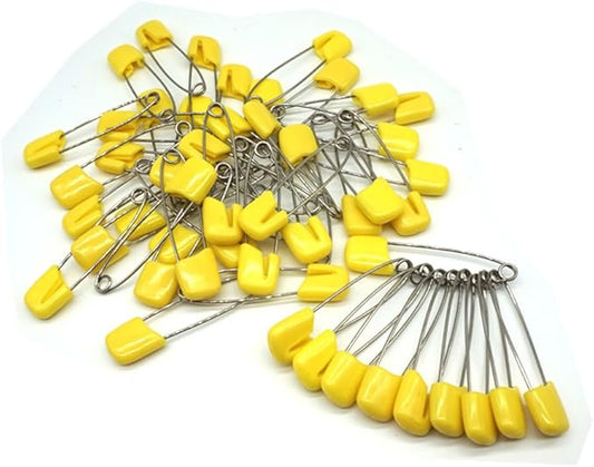 Baby Safety Pins Secure Clips for Fastening Baby Clothes Diaper Napkins 50pcs 60PCS 30PCS (Yellow, 50 pcs)