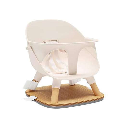 Lalo The Booster Seat for Babies & Toddlers, Children's Booster Seat, Easy to Clean Five-Point Safety Harness & Durable Non-Toxic Plastic Seat & Belly Bar - Grapefruit