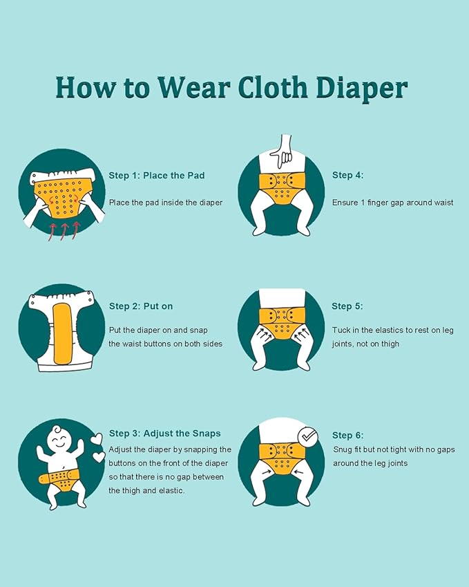 babygoal Cloth Diapers Pack of 13, Baby Reusable Washable Pocket Nappy, 6pcs Diapers+6pcs Rayon from Bamboo Inserts+Wet Bag