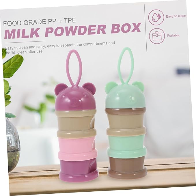 2Pcs Portable Dispenser with Compartments Milk Powder Holder Go Feeding Versatile Food Container for Snacks Food