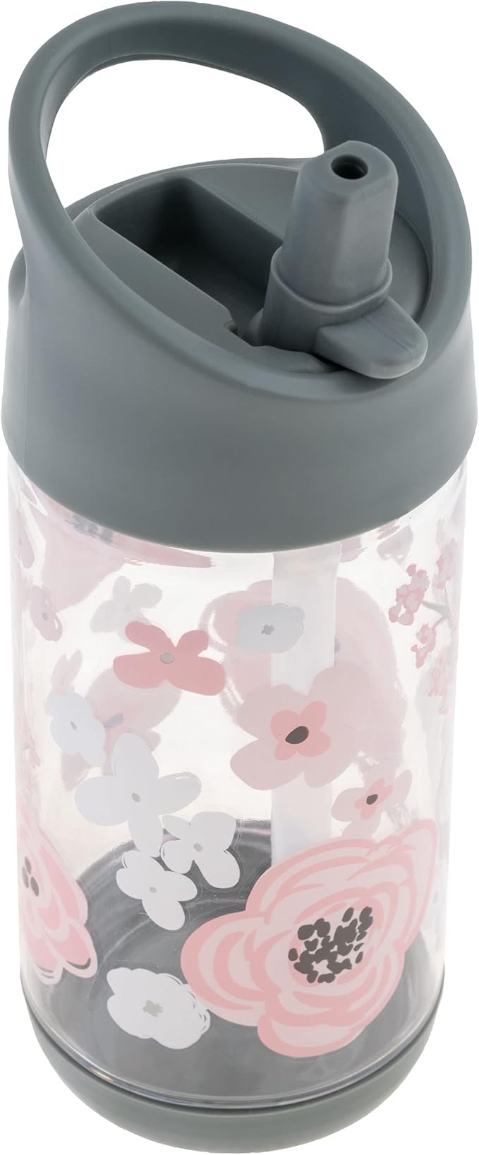 Stephen Joseph, Kids Flip Top Water Bottle, 10 oz Tritan BPA Free, Water Bottle for Girls & Boys, Back to School Flip Top Bottle, Charcoal Flower