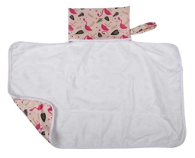 Baby Diaper Changing Mat Pad Portable Foldable Washable Compact Travel Nappy Waterproof Play Mat 30inx18.5in (Flamingo)