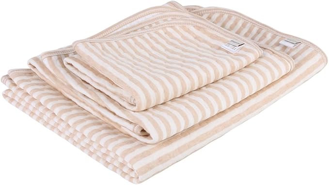 Fdit Baby Changing Pad, Portable Cotton Diaper Mat, Multi-Function, Coffee Stripes, M-50x70cm, 0-3 Years