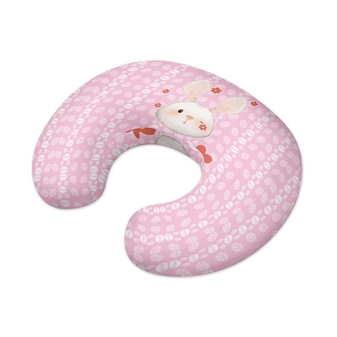 Cute Cartoon Rabbit Baby Nursing Pillow Cover for Newborn, Stretchy Replaceable Pillow Cover Slipcover U-Shaped Breastfeeding Pillowcase Cushion Cover