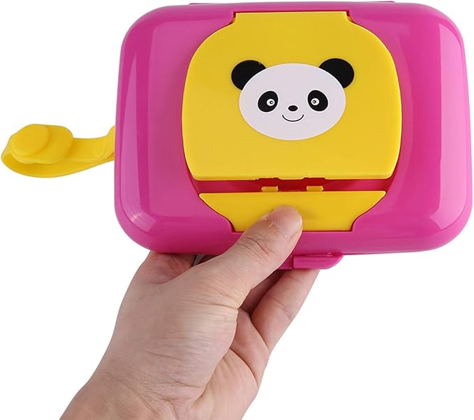 Portable Baby Wipes Dispenser Holder Cute Wet Wipe Container Outdoor Travel Stroller Wet Wipes Box Reusable Tissue Case Dispenser for Home Office Cars (Rose red Box)