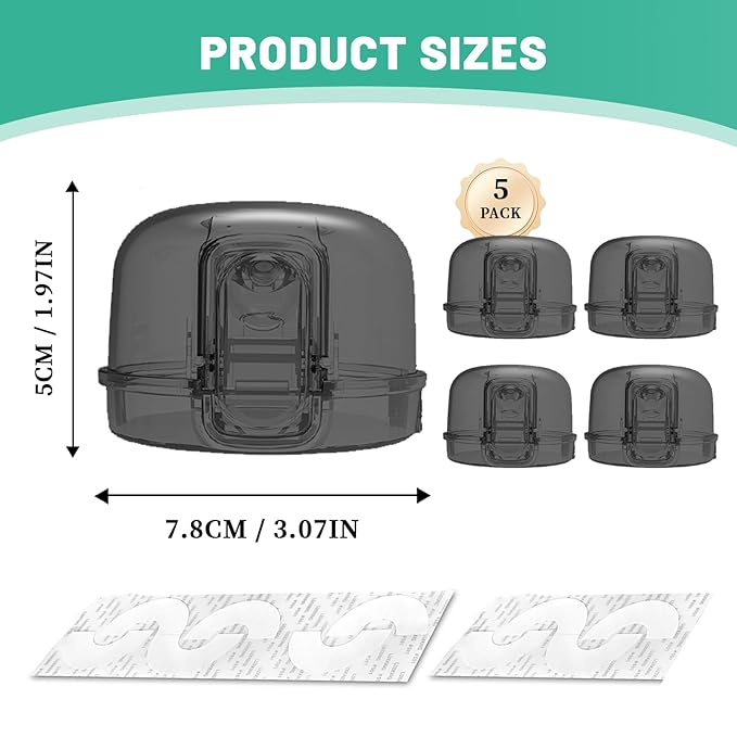Kids Stove Knob Safety Cover 5-Pack Baby Resistant Kitchen Oven Knob Lock Universal Gas Burner Child Resistant（Black）