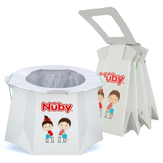 Nuby Disposable Travel Potty with Liner - Foldable and Portable Potty; Toddler Potty Essential for Camp, Trips, & Car Rides - Travel Potty for Toddler, 1 Pack