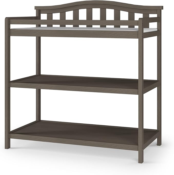 Child Craft Arch Top Infant Changing Table, Water-Resistant Pad and Safety Strap, Anti-Tip Kit Included to Prevent Tipping, Non-Toxic, Baby Safe Finish (Dapper Gray)