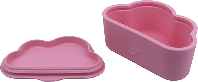 Silicone Snack & Fruits Container – Leakproof Durable and BPA-Free | for Daycare, Preschool, School, and Family Outings – Cloud design 150ML OZ (Pink candy)