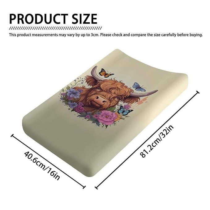 Highland Cow Changing Pad Cover Soft Stretchy Diaper Changing Pad Covers for Baby Boys Girls Changing Table Pads Sheets Fit 32"x16" Newborn Infant Changing Mat Cover