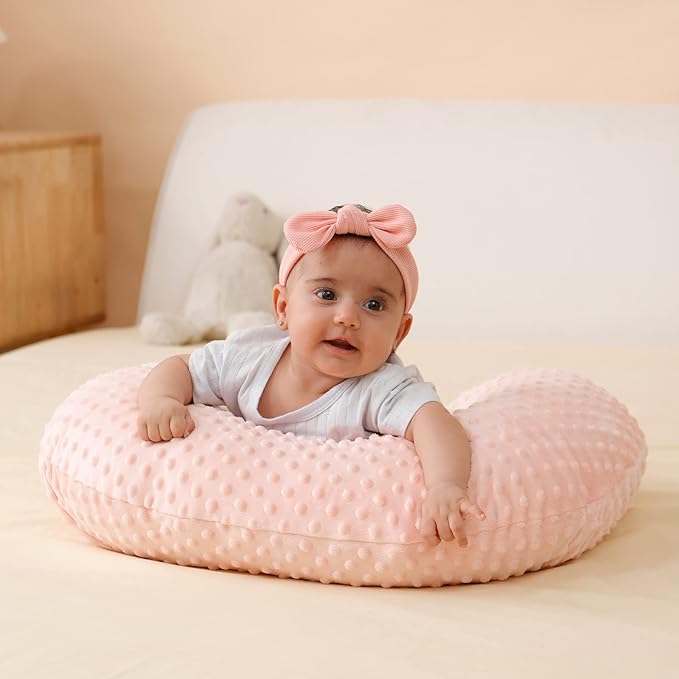 Nursing Pillow Cover Breastfeeding Pillow Cases Plush Dot Slipcover (LightPink)