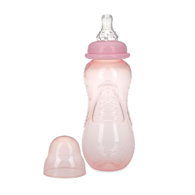 Nuby Non-Drip Standard Neck Bottles, 10 Ounce, Girls