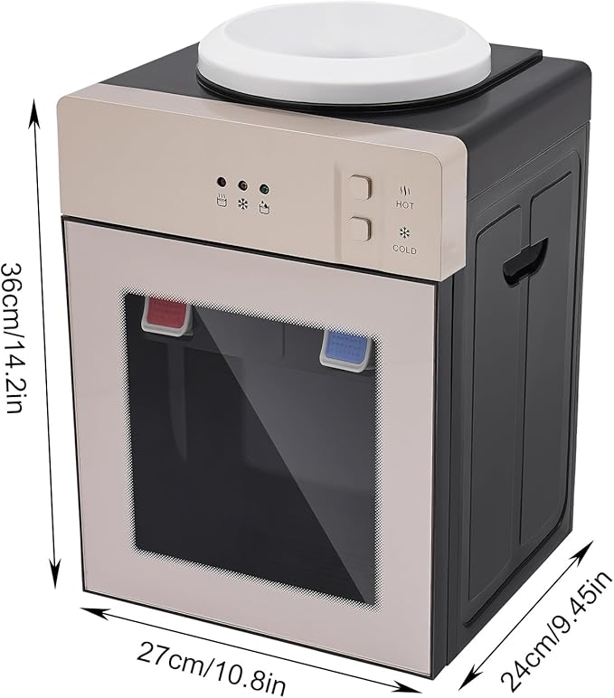 Top Loading Desktop Water Cooler Dispenser, 550W 110V Countertop Hot & Cold Water Coolers Drinking Fountain Portable Water Warmer for Home Bedroom Studio Office Grocery Store