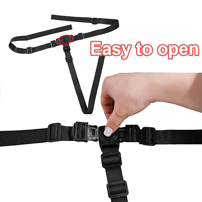 3 Point Harness Seat Belt for Kids,High Chair Straps Adjustable Harness Strap Belt Harness Strap Belt Kit Shoulder Strap Belts Replacement for High Chair (Black)