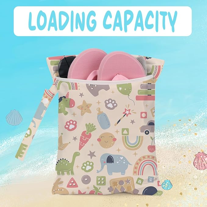 Wet Bag for Baby Swimsuit Kids Wet Dry Bag for Breast Pump Parts Diaper Bag Toiletries Daycare Organizer Beach Vacation Essentials Baby Toys Waterproof Travel Laundry Bags