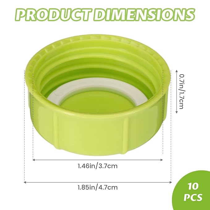 10 Pcs Narrow Bottle Caps Compatible with Dr Brown's, Medela, Ameda, Lids Replacement Parts with Sealing Gasket, Fits Narrow Neck Dr Brown Glass Bottles, Storage Lids Replacement (Green)