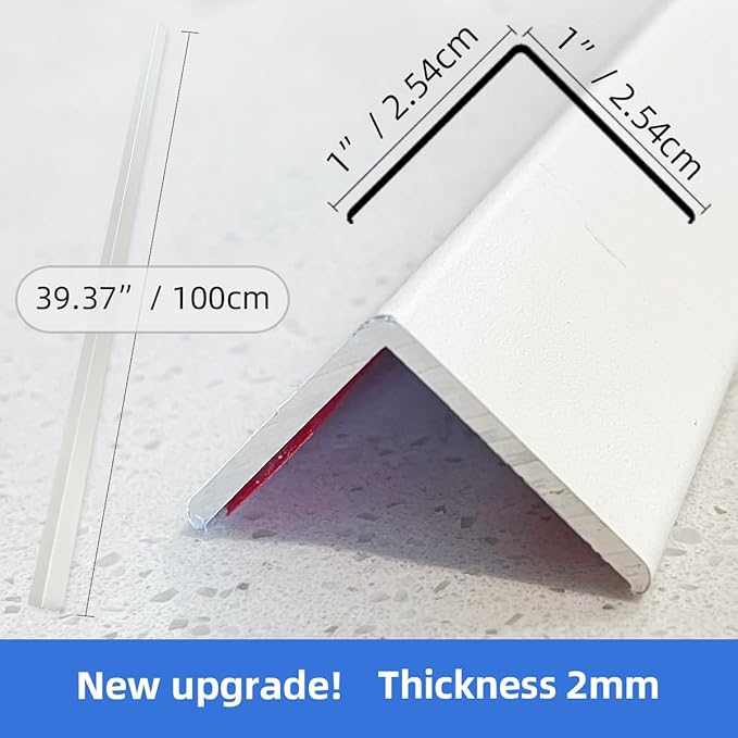 12 Pcs Aluminum Angle Corner Guards, 1" x 1" x 39.4" Metal Wall Corner Protector L-Shaped Molding Trim for Wall Door Frame Cabinet Protection Decoration, 2 mm Thickness, White