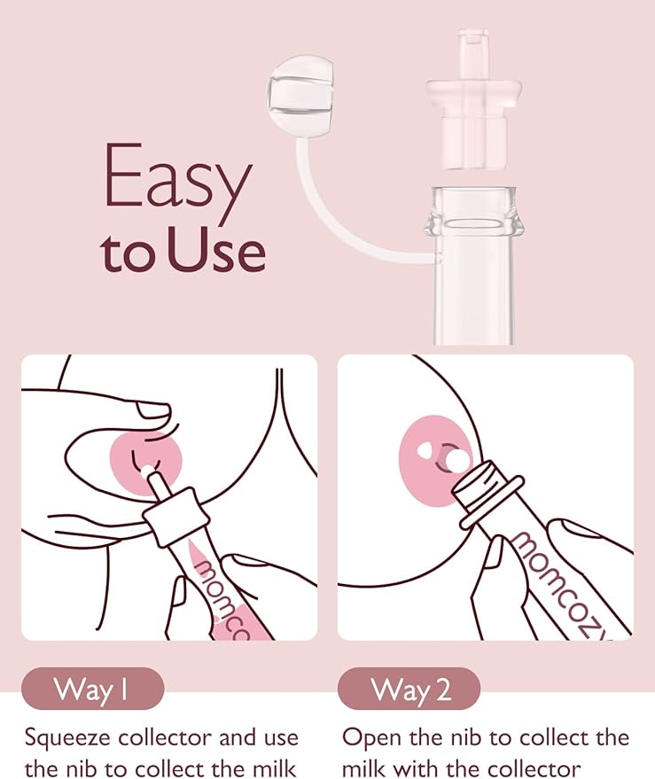 Momcozy Colostrum Collector Reusable Breast Milk Collector with Storage Case and Cotton Wipe, Portable Colostrum Container BPA Free, Multi-Use Collector 5ml-12pcs