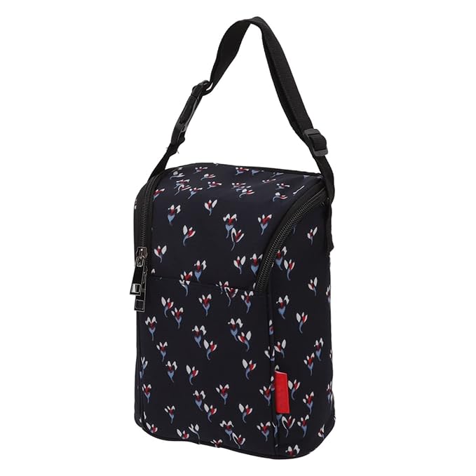 Garosa Breast Milk Storage Bags Insulated Cooler Bag for Nursing Mom Large Capacity Bottle Storage Thermal Tote Pouch Stylish Floral Black Lunch Keeper Portable Milk Cooler