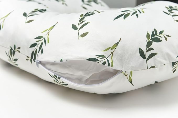 Little Jump Nursing Pillow Cover, Breastfeeding Pillow Slipcover for Baby Boys & Girls, Nursing Pillow Case for Newborn, Soft Fabric Fits Snug On Infant(Olive Leaf)