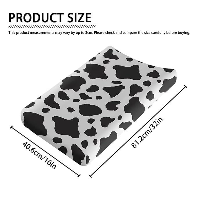 ZDCUSTOM Milk Cow Changing Pad Cover Super Soft Baby Diaper Changing Table Cover Breathable Changing Table Sheet Diaper Changing Pad Cover for Baby Boys Girls