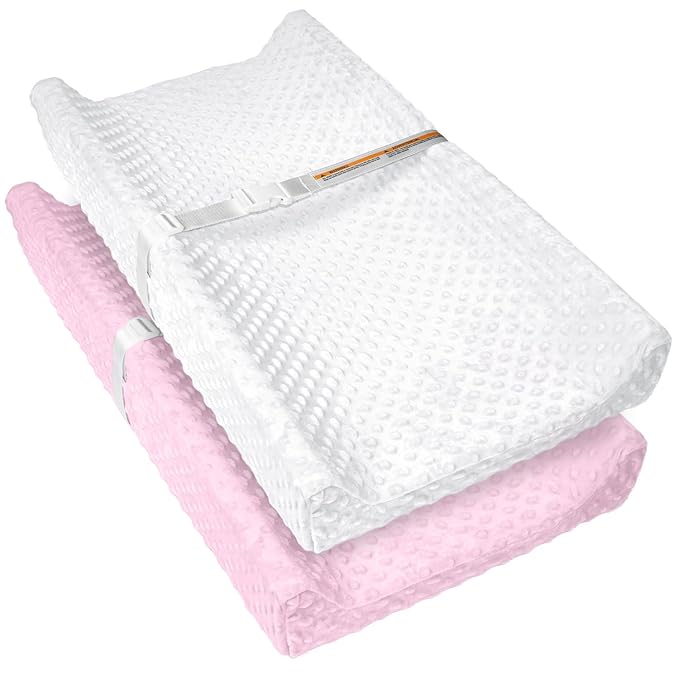 2 Pack Baby Changing Pad Covers, Super Soft Plush Dot Diaper Changing Table Covers Fit 32x16 Inch Changing Table Pad for Baby Boys & Girls