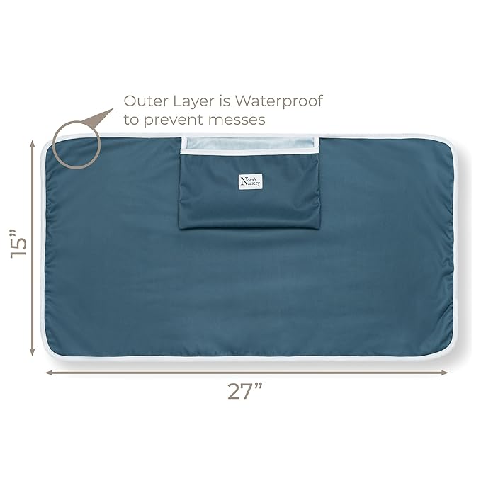 Nora’s Nursery Portable Baby Diaper Changing Pad - Waterproof Foldable Changing Mat for On-the-Go Diaper Changes - Travel Friendly, Easy Clean, Soft & Durable for Infants and Toddlers - Sea