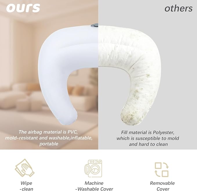 KAKIBLIN Nursing Pillow, Inflatable Breastfeeding Pillows, Hands-Free Feeding Pillow for Back Pain Relief with Waist Strap, Travel Nursing Travel, Breastfeeding & Bottle Support for Baby Girl and Boy