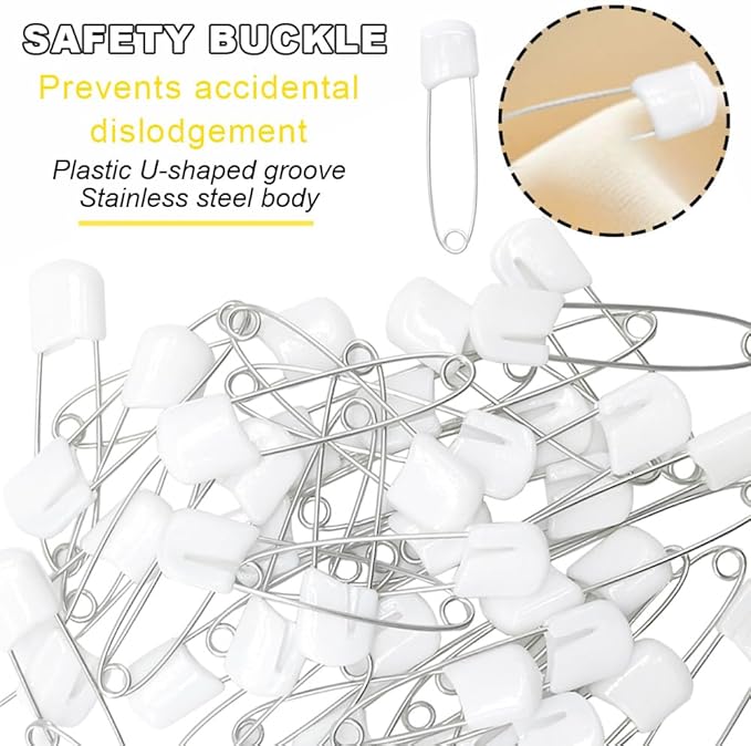 50Pcs 2.2" Plastic Head Nappy Safety Pins(White)