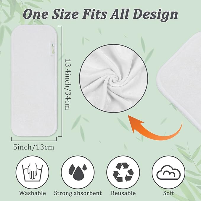 wegreeco Reusable Soft 4 Layers 12 Pack Inserts for Baby Cloth Diaper,High Absorbing Washable Liners