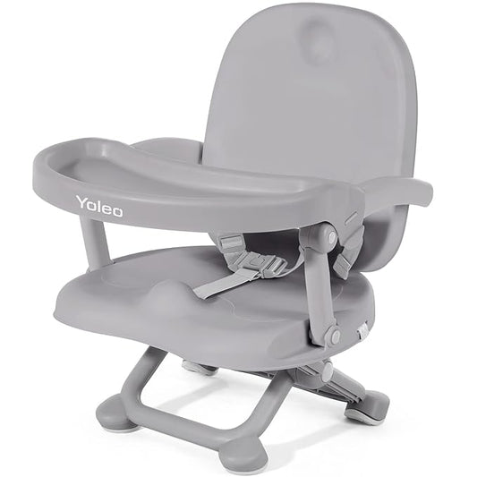 YOLEO Baby High Chair Booster Seat for Dining Table, Foldable High Chairs with Adjustable Heights, Travel Booster Seat with Removable Tray