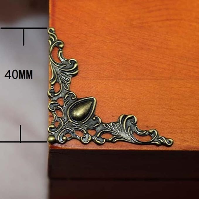 30Pcs Antique Corner Protectors for Scrapbooking and DIY Crafts, Vintage Edge Guard Embellishments for Photo Albums, Frames,Jewelry Boxes and Home Decor (Bronze)