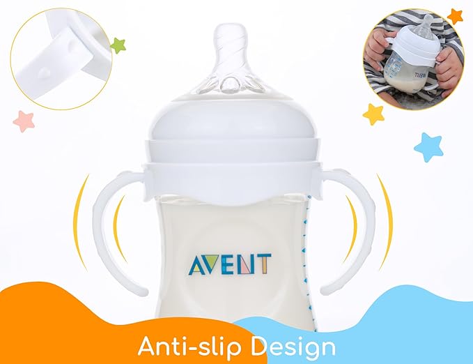 Baby Bottle Handles for Philips Avent Natural Baby Bottles, Compatible Avent Bottle Holder for Baby, 2 Count