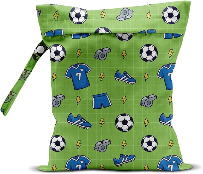 Soccer Wet Dry Wet Bag for Swimsuit Towel Baby Travel Cloth Diapers Beach Gym Toiletries Makeup Storage Bag Summer Vacation Essential Holiday Soccer Coach Team Gifts Game Day Party